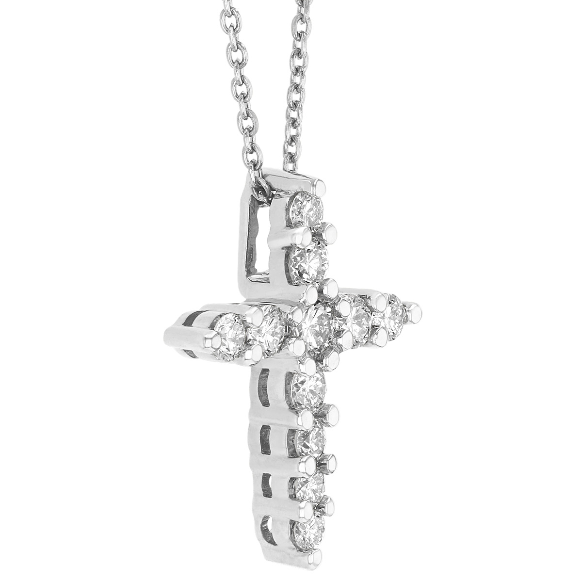Roberto Coin Tiny Treasures Diamond Cross Necklace in 18K Gold, 0.39 cttw, 18