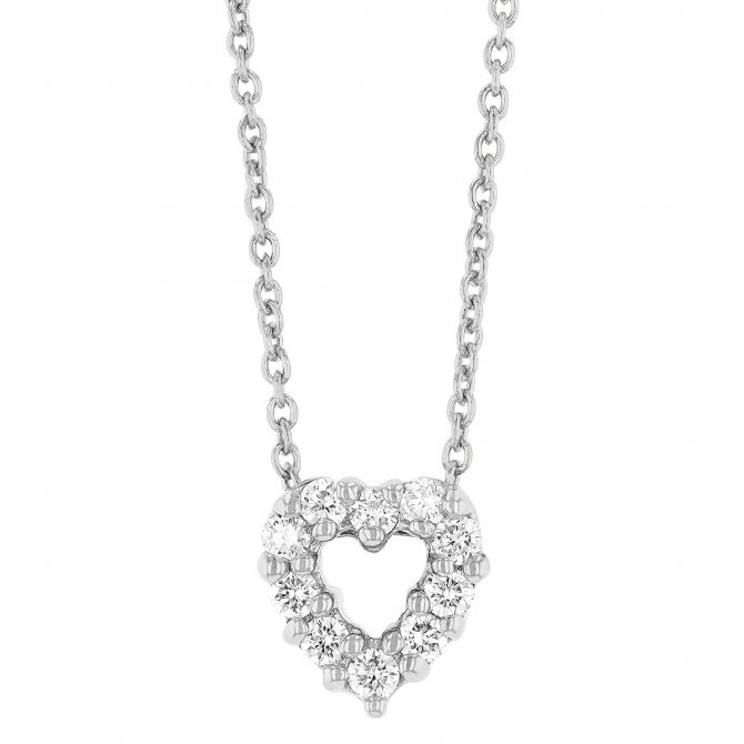 Roberto Coin Tiny Treasures Diamond Heart Necklace in 18K Gold, 0.11 cttw