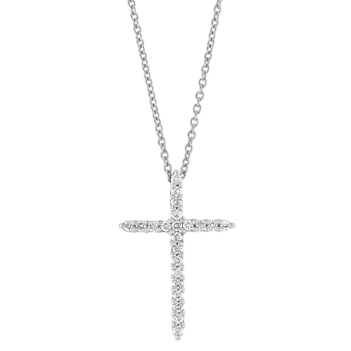 Roberto Coin Tiny Treasures Diamond Cross Necklace in White Gold, 18 ...
