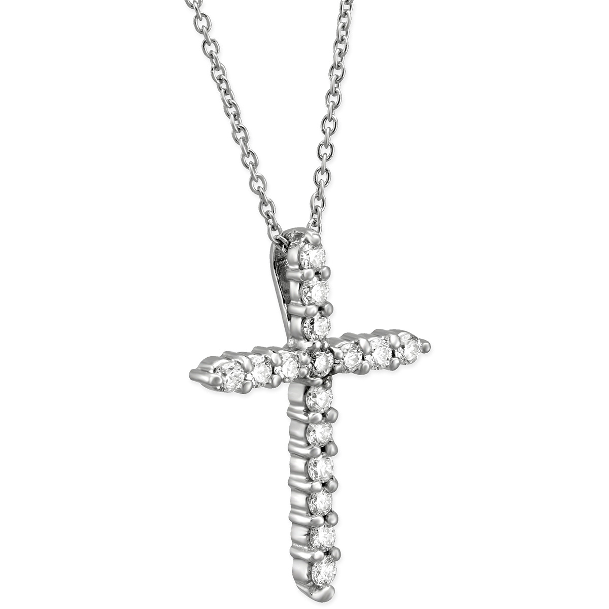 Roberto Coin Tiny Treasures Diamond Cross Necklace in White Gold, 0.32 cttw, 18