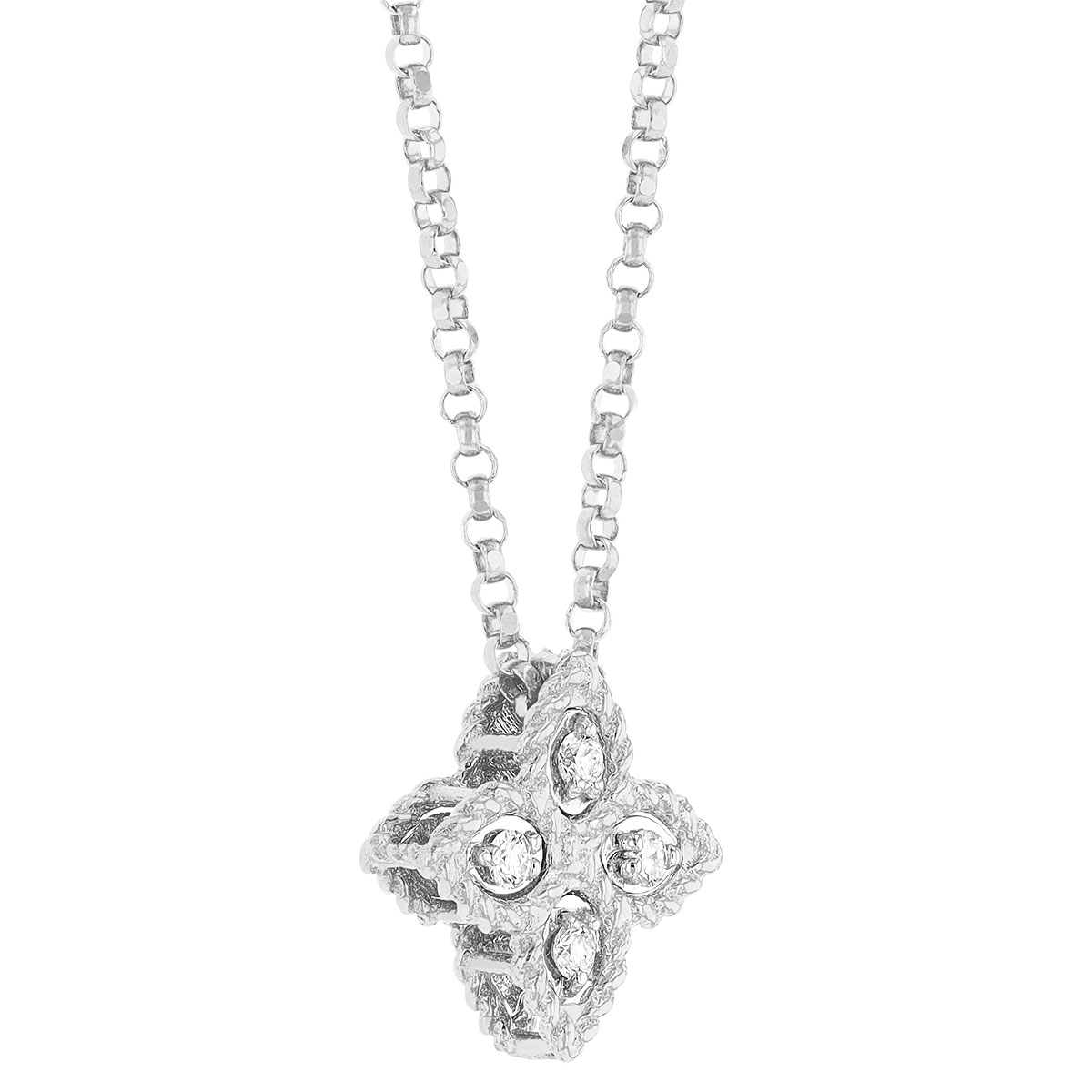 Roberto Coin Princess Flower Small 18K Gold Pendant Necklace with Diamonds, 18