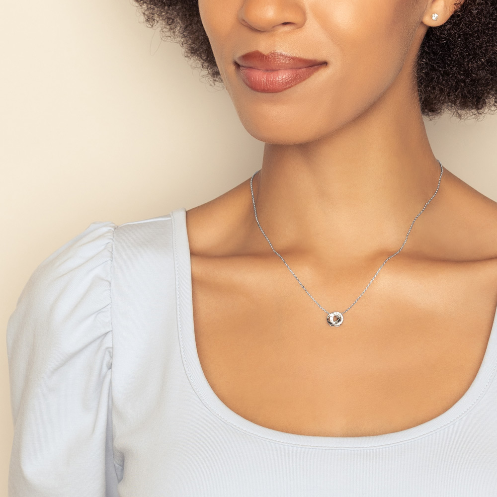 Frederic Sage Diamond & White Gold Mini Interlocking Circle Pendant, 0.18 cttw, 18