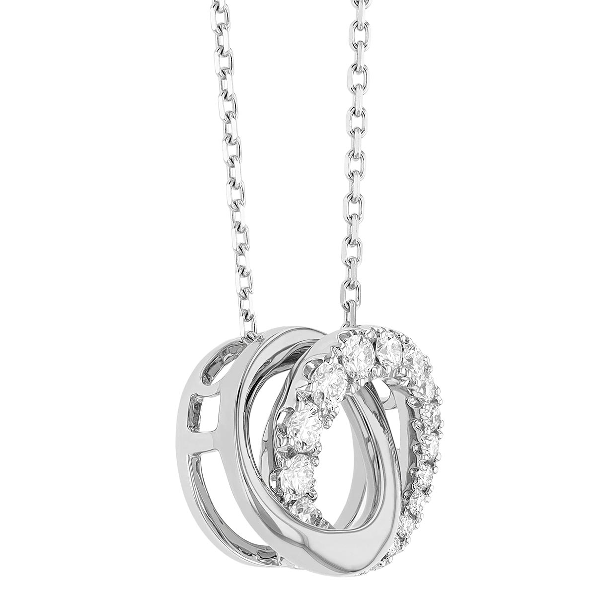 Frederic Sage Diamond & White Gold Interlocking Circle Pendant, 0.27 cttw, 18