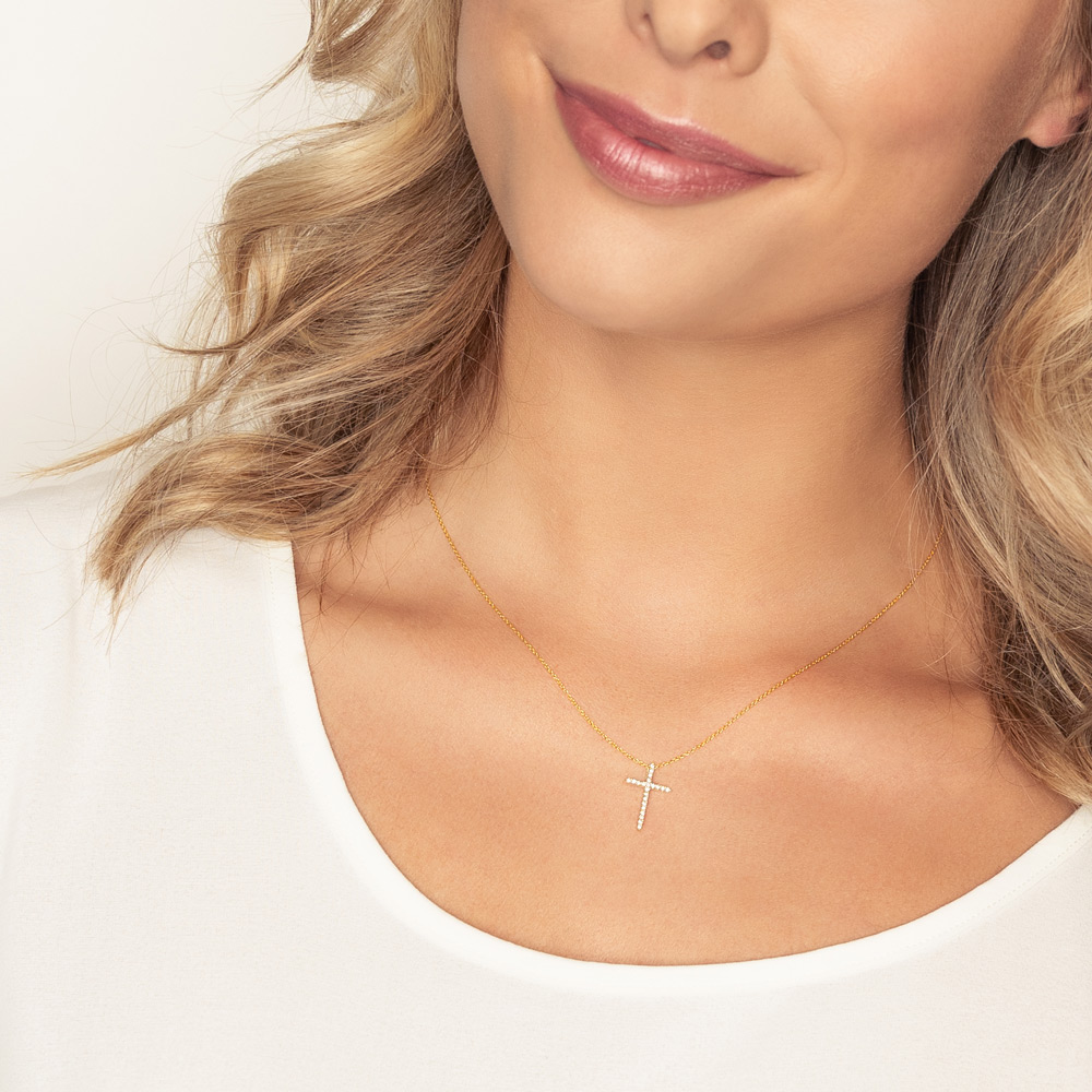 Roberto Coin Tiny Treasures Diamond Cross Pendant in 18K Gold, 18