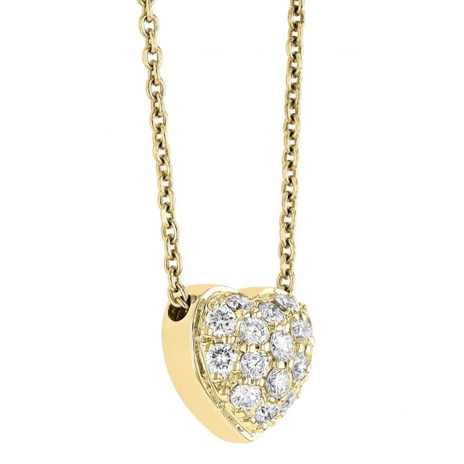 Roberto Coin Tiny Treasures Puffed Diamond Heart Necklace in