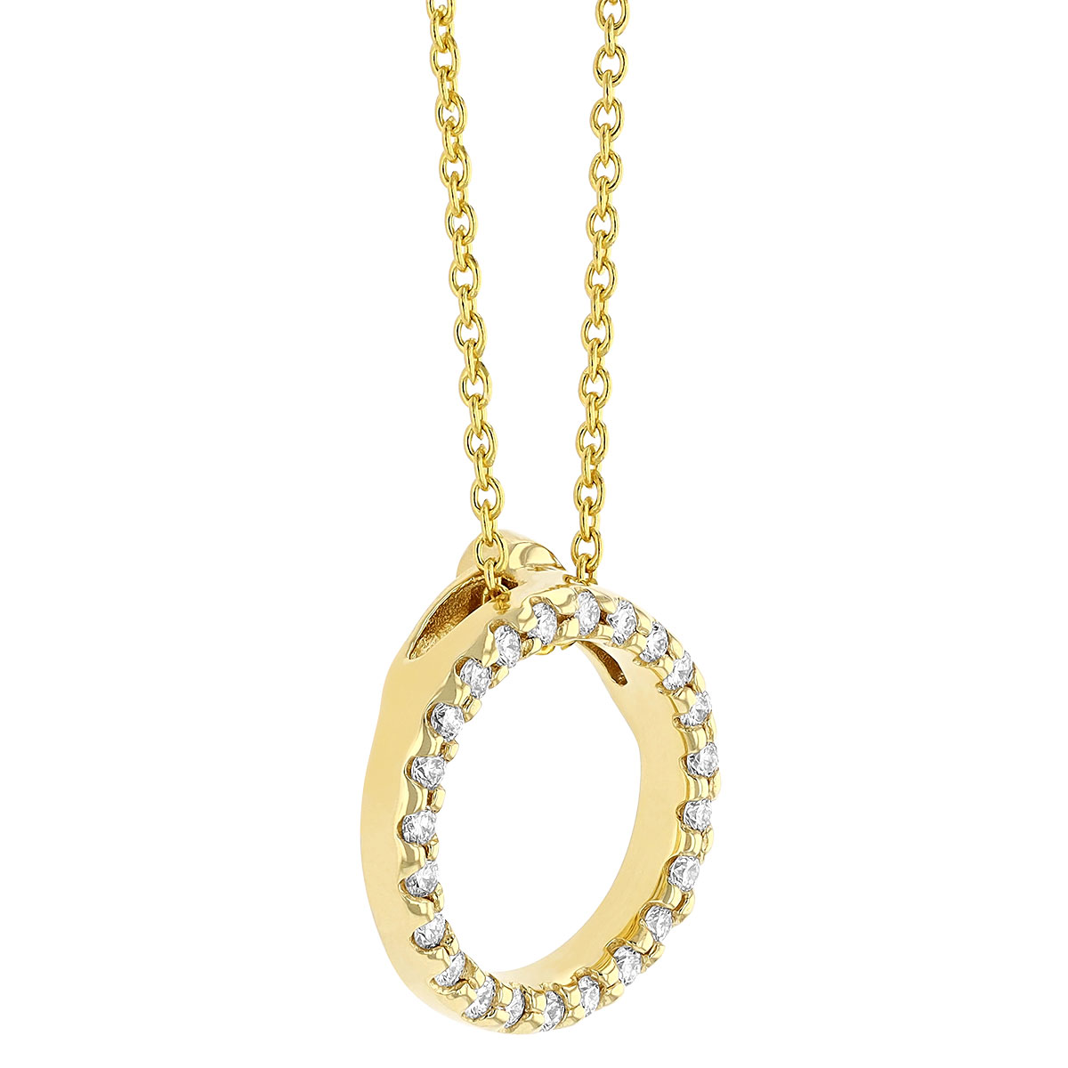 Roberto Coin Tiny Treasures Circle Pendant with Diamonds in 18K Gold, 18