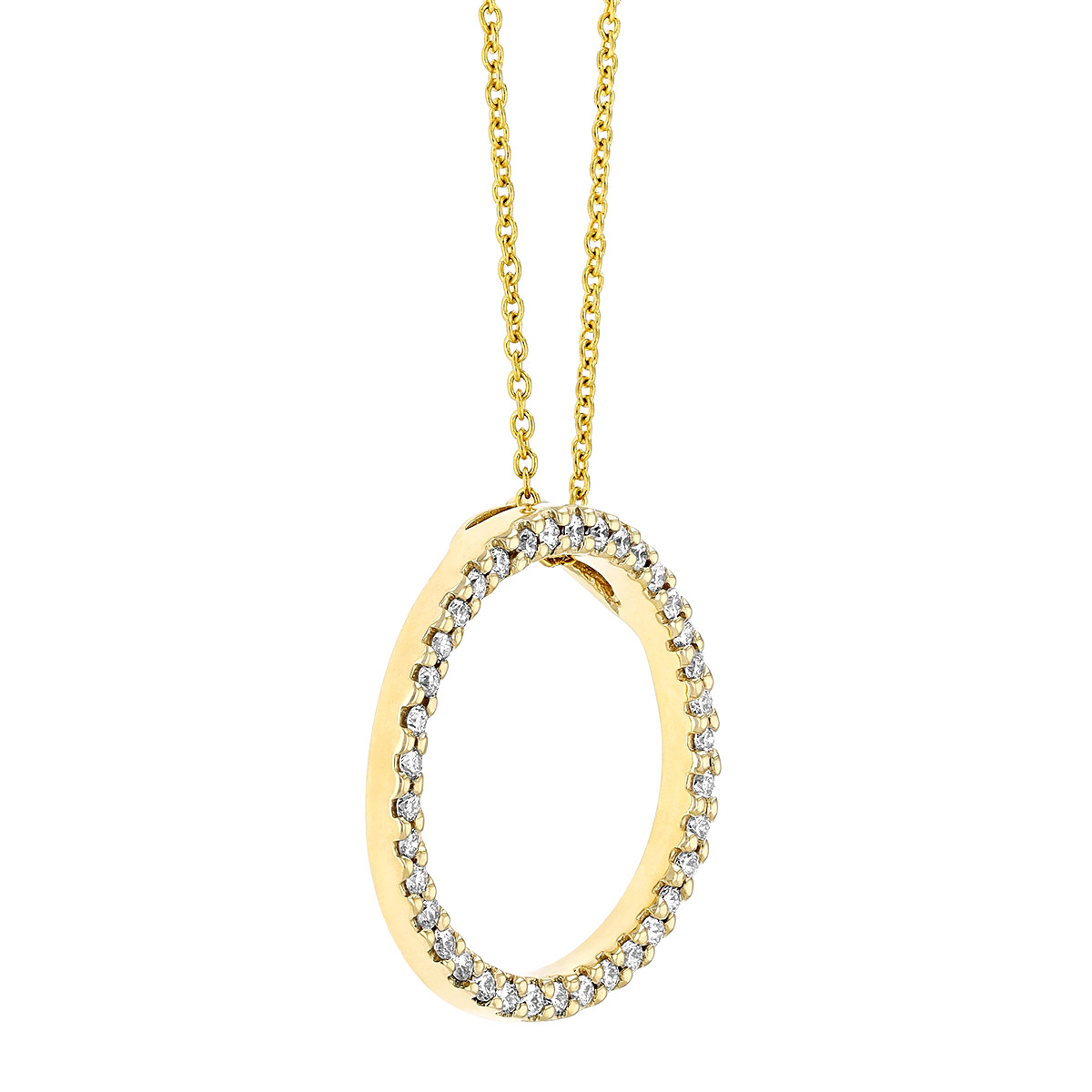 Roberto Coin Tiny Treasures Circle Pendant with Diamonds in 18K Gold, 0.26 cttw