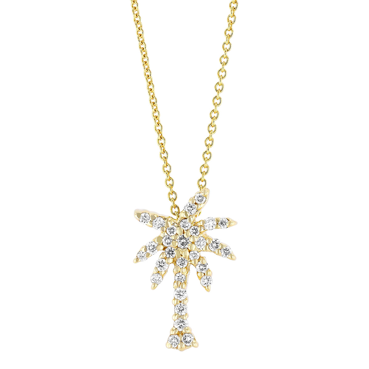 Roberto Coin Tiny Treasures Diamond Small Palm Tree Pendant in 18K Gold, 18