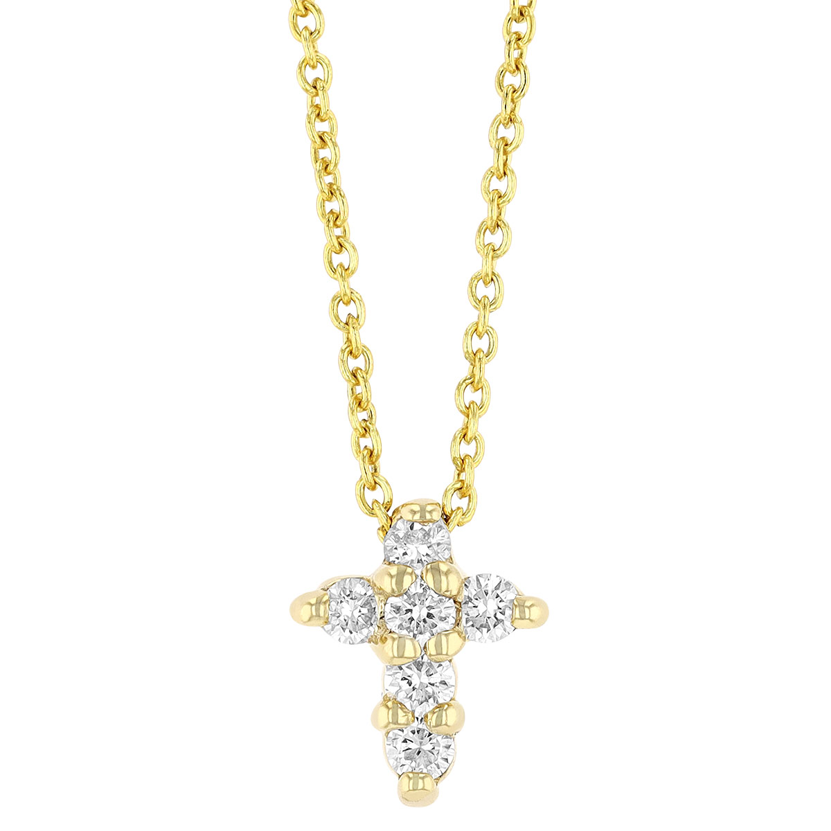 Tiny Treasures Rose Gold Baby Cross Necklace with Diamonds, 0.11 cttw ...