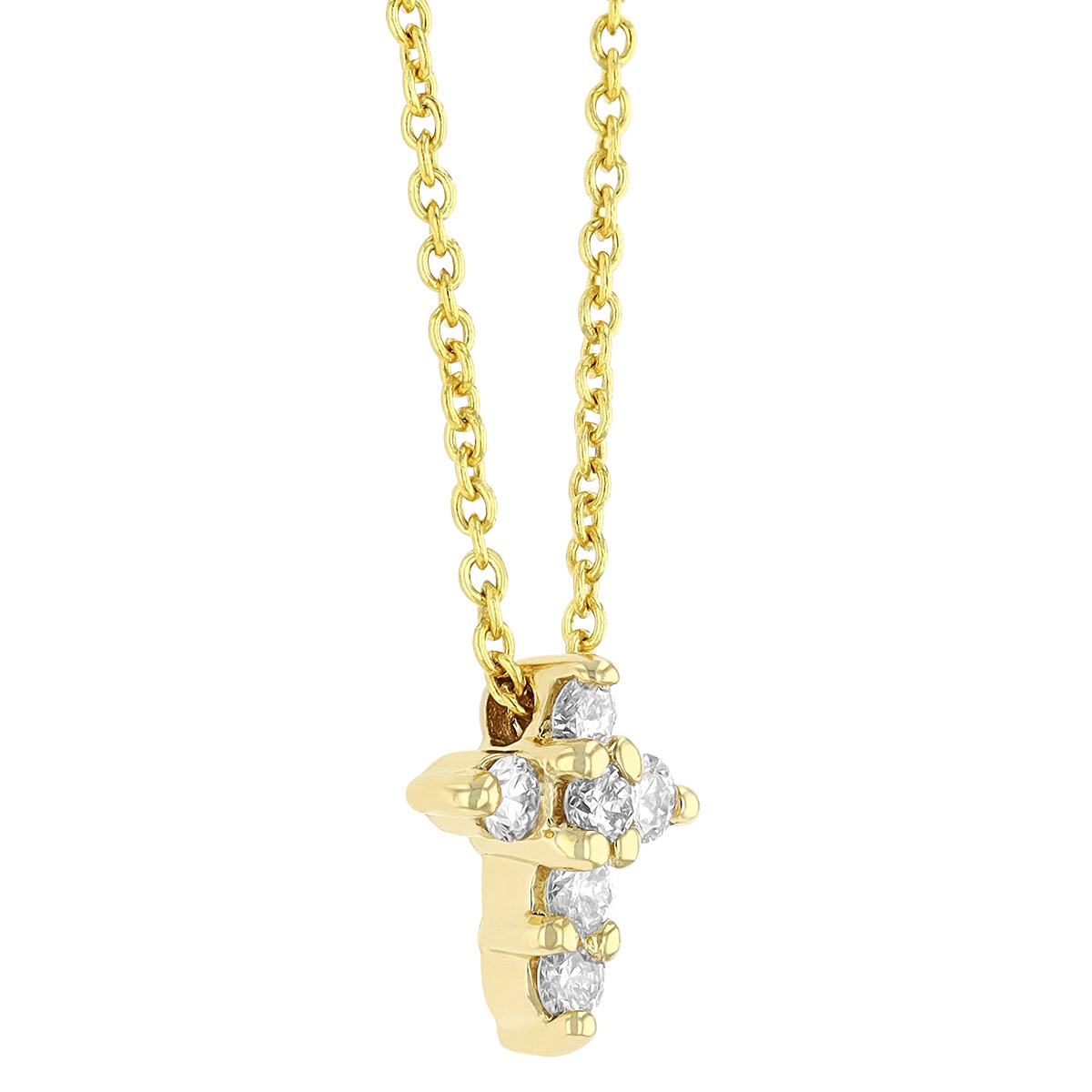 Roberto Coin Tiny Treasures 18K Gold Baby Cross Necklace with Diamonds, 0.11 cttw, 18