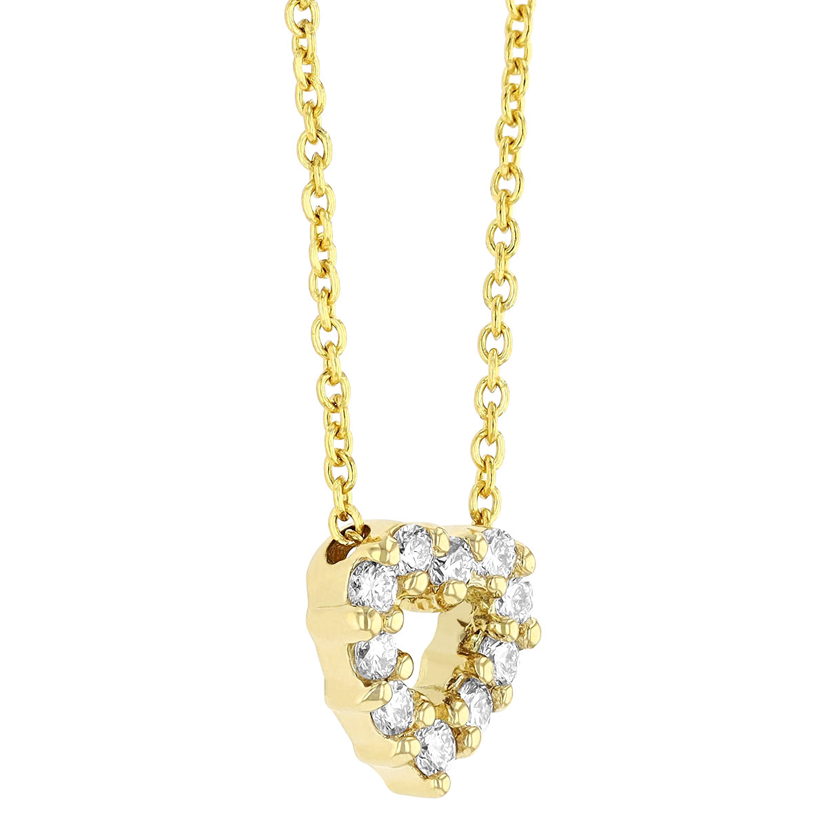 Roberto Coin Tiny Treasures Diamond Heart Necklace in 18K Gold, 0.11 cttw