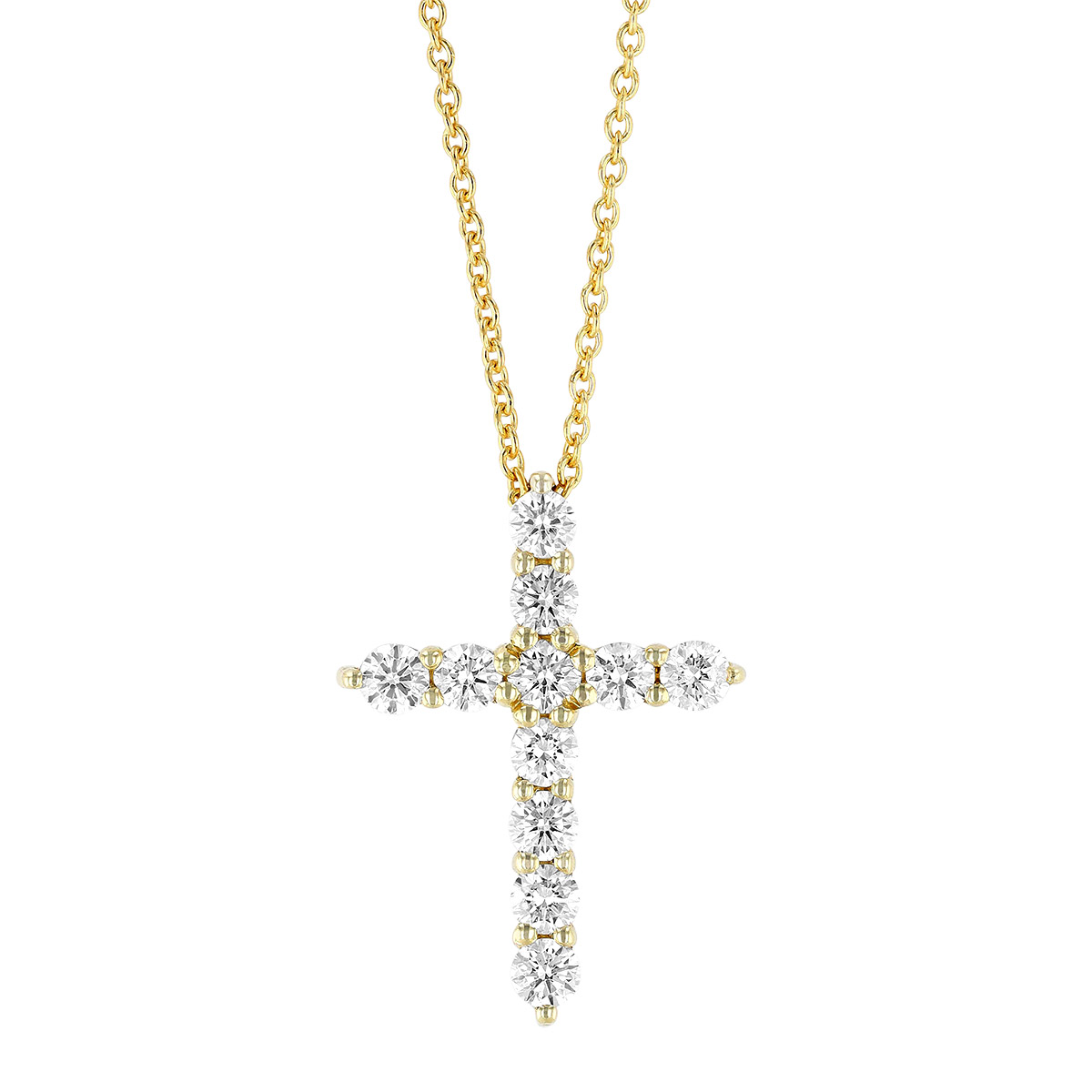 Roberto Coin Diamond Large Cross Pendant in Yellow Gold, 18
