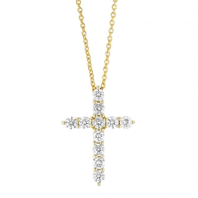 Roberto Coin Diamond Large Cross Pendant in Yellow Gold, 18"