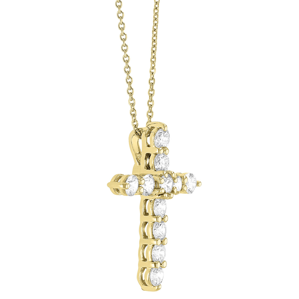 Roberto Coin Tiny Treasures Diamond Cross Necklace in Yellow Gold, 0.88 cttw, 18