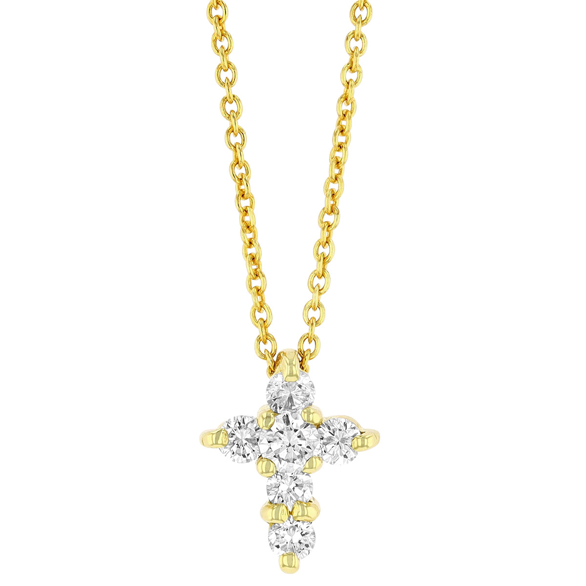 Roberto Coin Tiny Treasures 18K Gold & Diamond Cross Necklace, 18