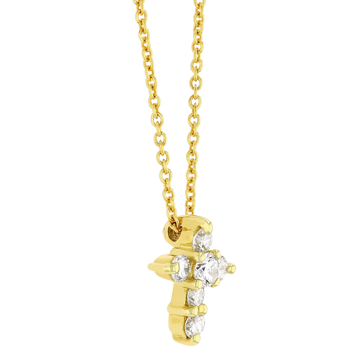 Roberto Coin Tiny Treasures 18K Gold & Diamond Cross Necklace, 18