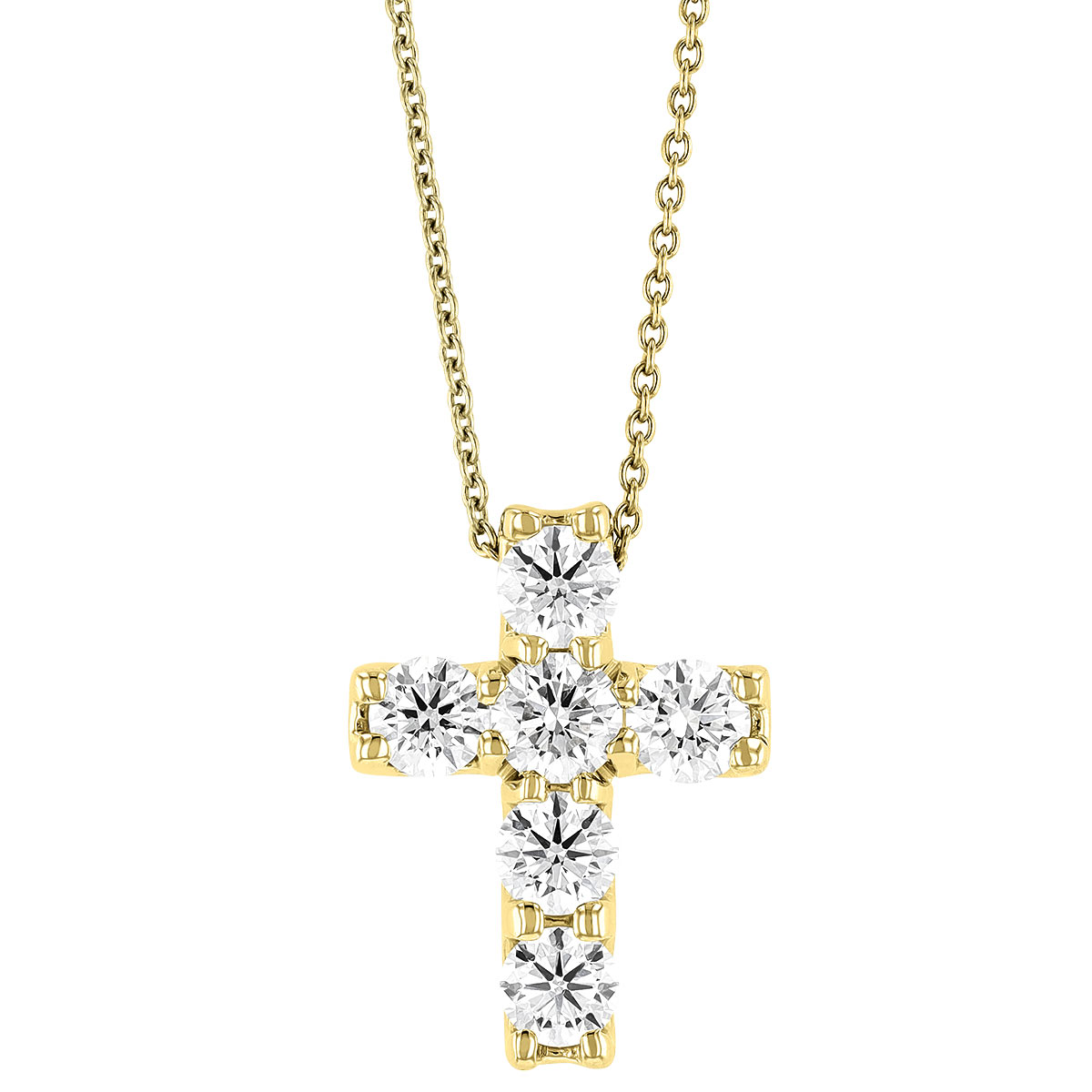 Roberto Coin Diamond Square Set Cross Pendant in Yellow Gold, 18