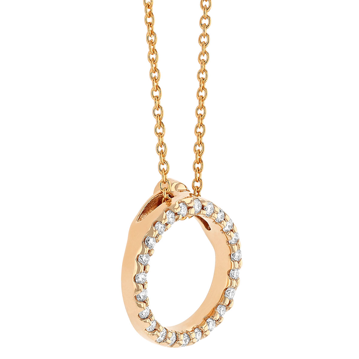 Roberto Coin Tiny Treasures Circle Pendant with Diamonds in 18K Gold, 18