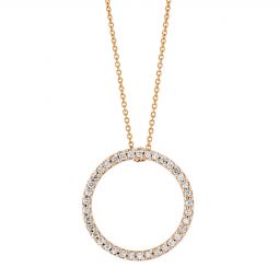 Image for Roberto Coin Tiny Treasures Small Circle Pendant with Diamonds in Rose Gold, 18"