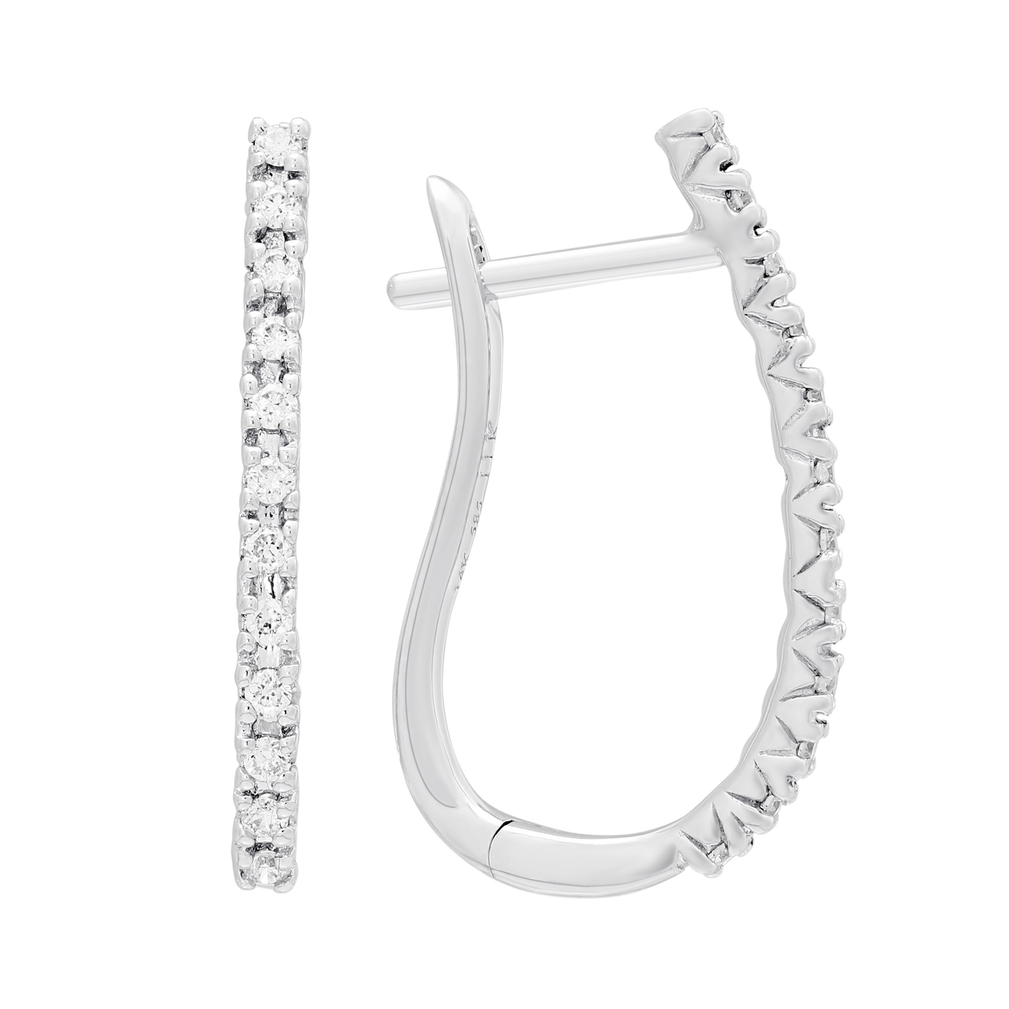 Diamond Huggie Earrings in White Gold, 0.15 cttw