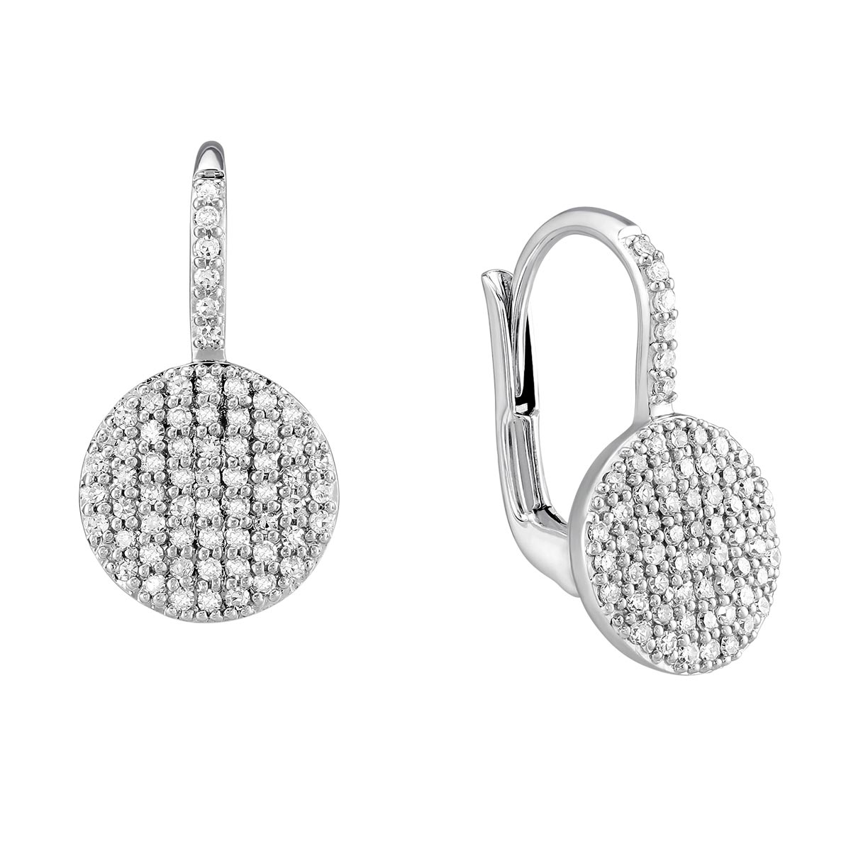 Phillips House 14K White Gold Affair Diamond Circle Leverback Earrings