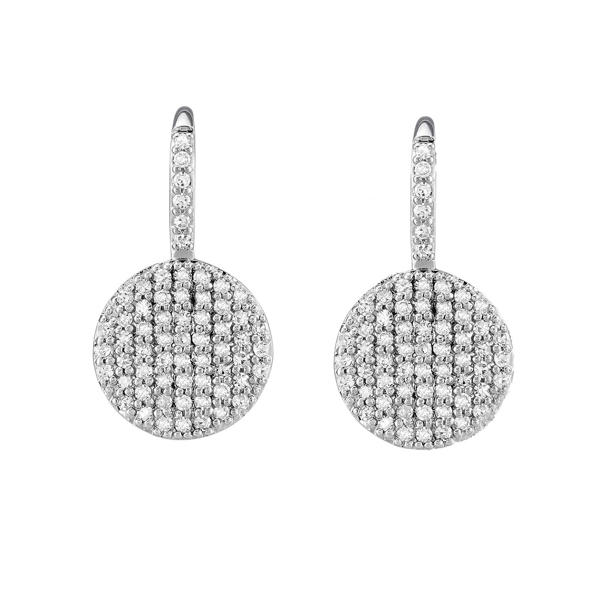 Phillips House 14K White Gold Affair Diamond Circle Leverback Earrings