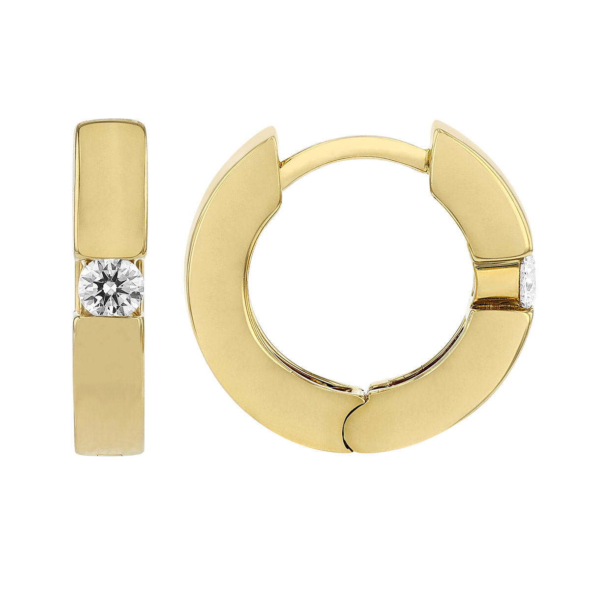 Yellow Gold & Diamond Huggie Earrings