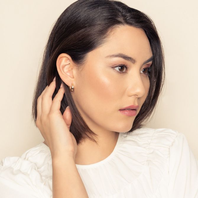 Yellow Gold & Diamond Huggie Earrings