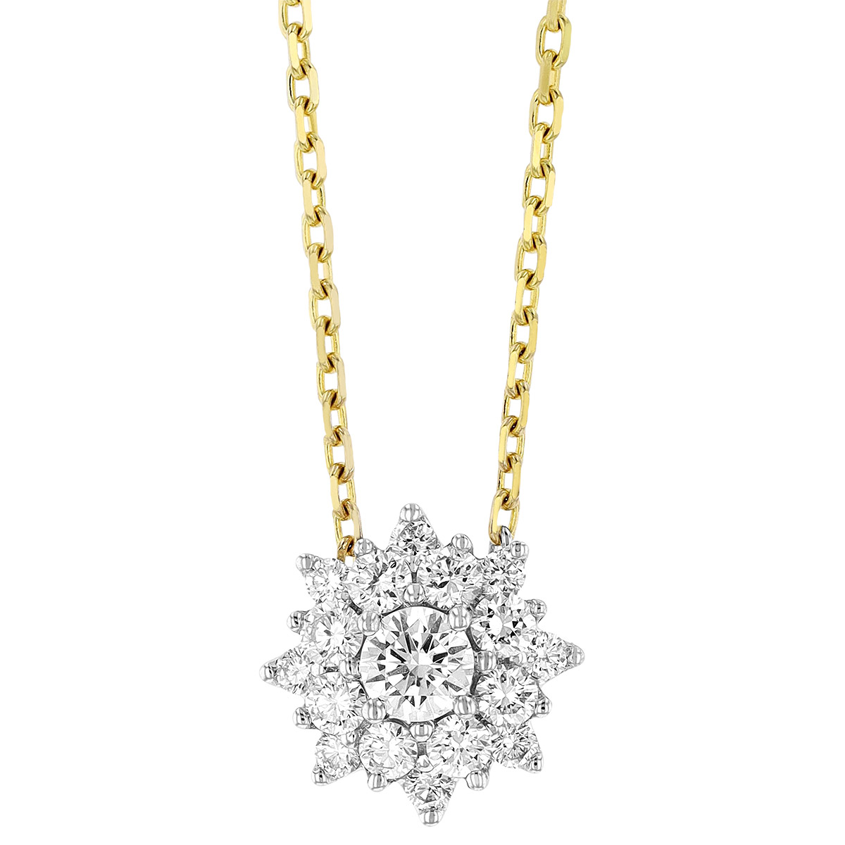 Frederic Sage Diamond Cluster Mini Lumina Neckalce in Yellow Gold