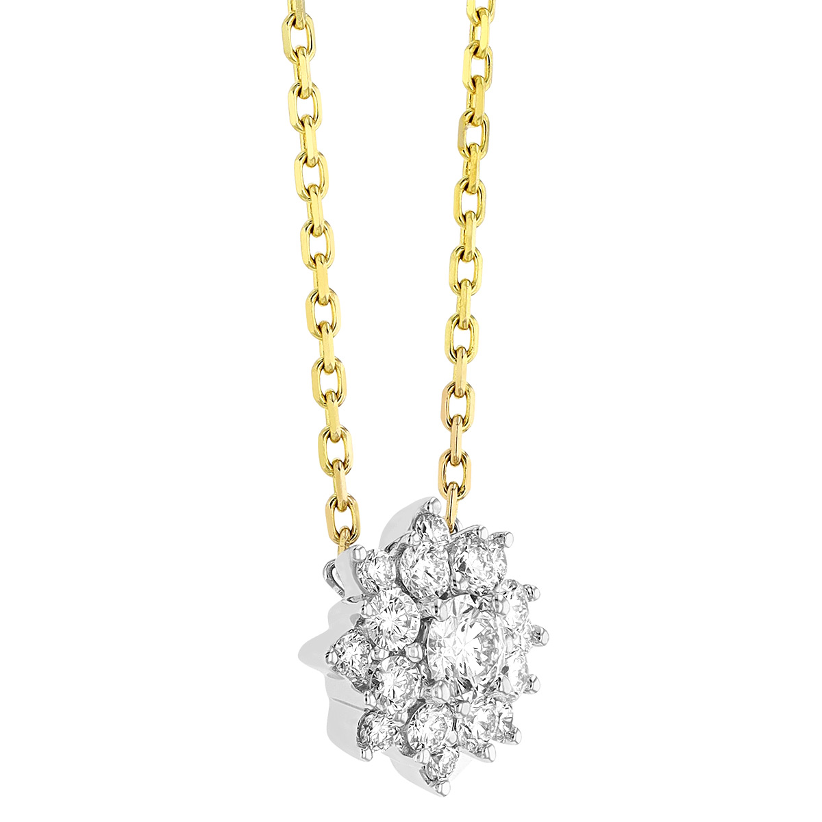 Frederic Sage Diamond Cluster Mini Lumina Neckalce in Yellow Gold