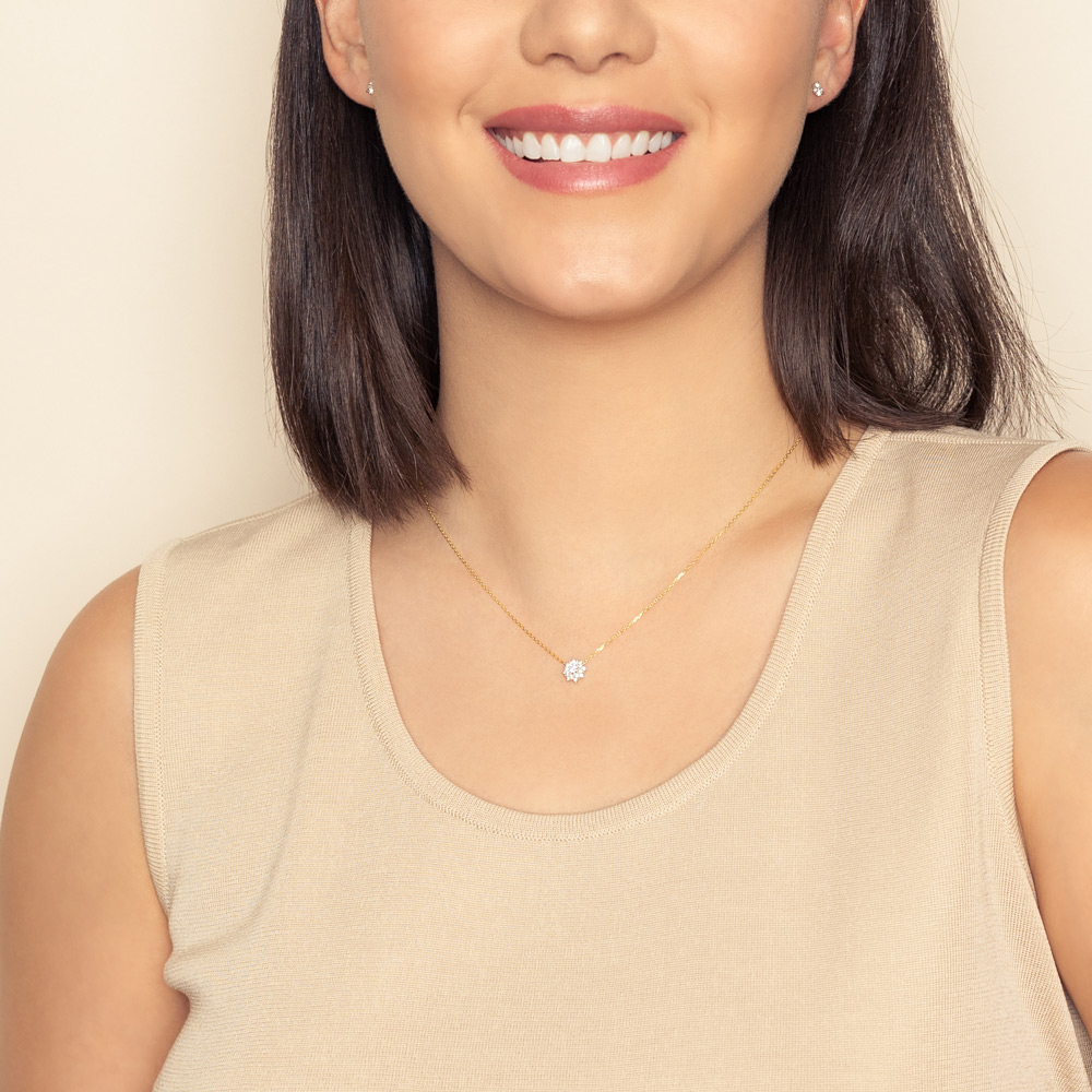 Frederic Sage Diamond Cluster Mini Lumina Neckalce in Yellow Gold