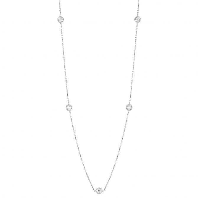 Roberto Coin Diamonds By The Inch 5 Station Necklace in 18K Gold 18", 0.23cttw