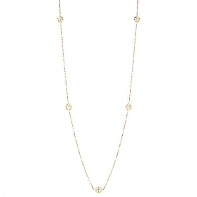 Roberto Coin Diamonds By The Inch 5 Station Necklace in 18K Gold 18", 0.23cttw