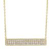 Diamond Pave 3 Row Bar Necklace in Yellow Gold, 17"