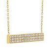 Diamond Pave 3 Row Bar Necklace in Yellow Gold, 17"