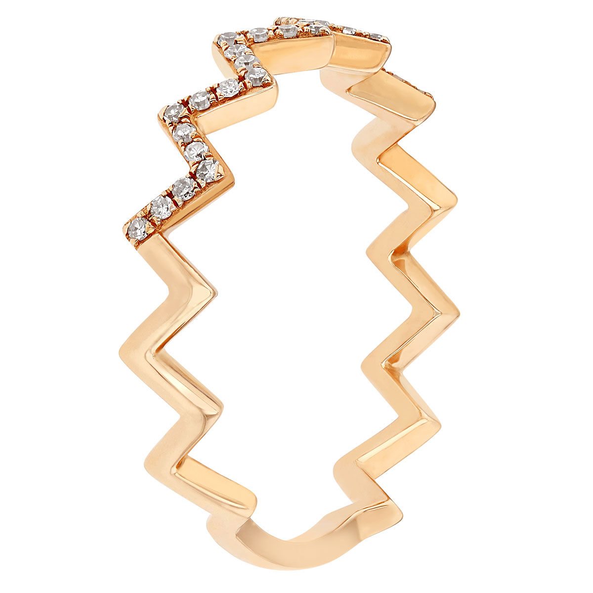 Diamond Zig Zag Ring in Rose Gold