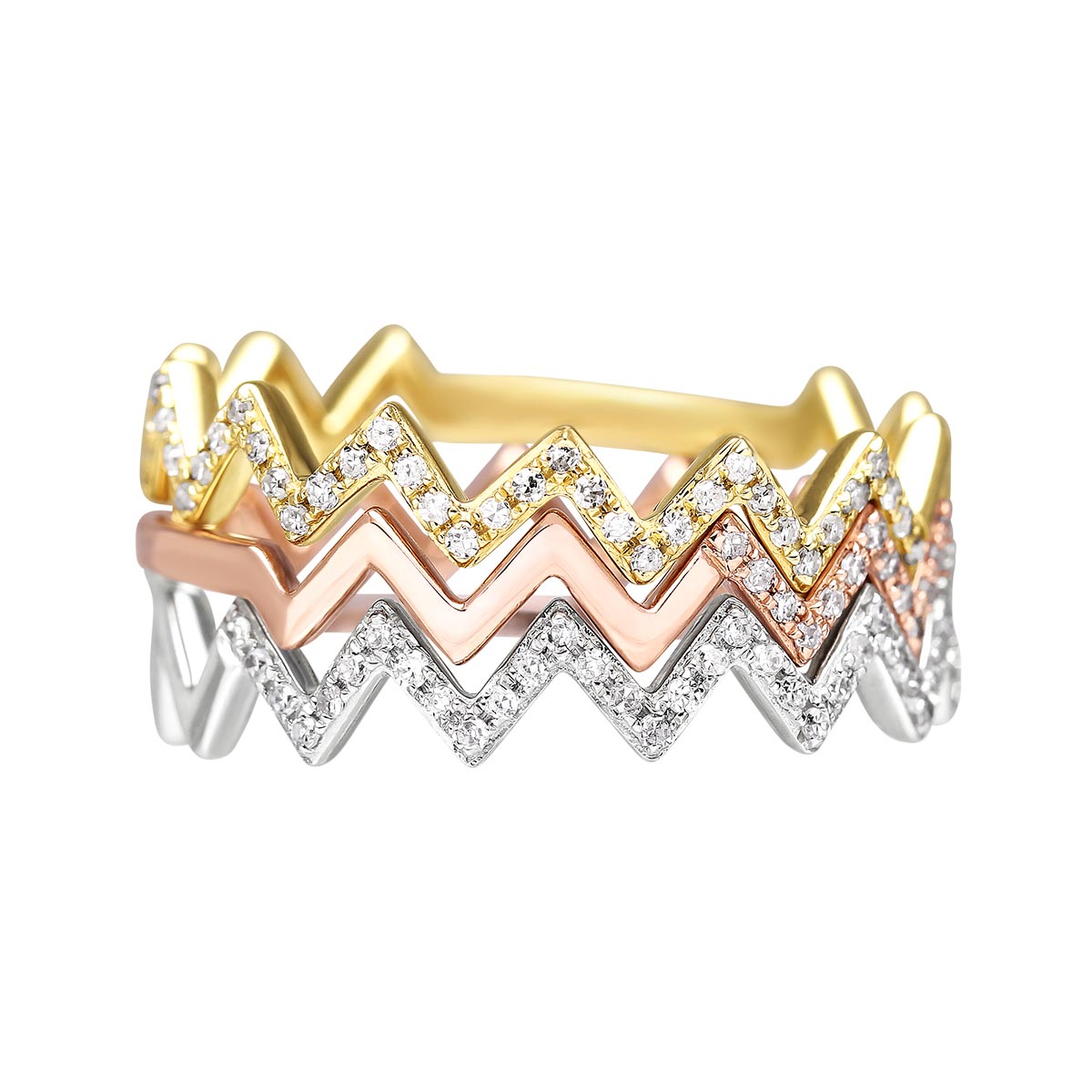 Diamond Zig Zag Ring in Rose Gold