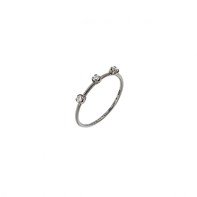 Pesavento Ruthenium Plated Sterling Silver Triple Round Diamond Ring