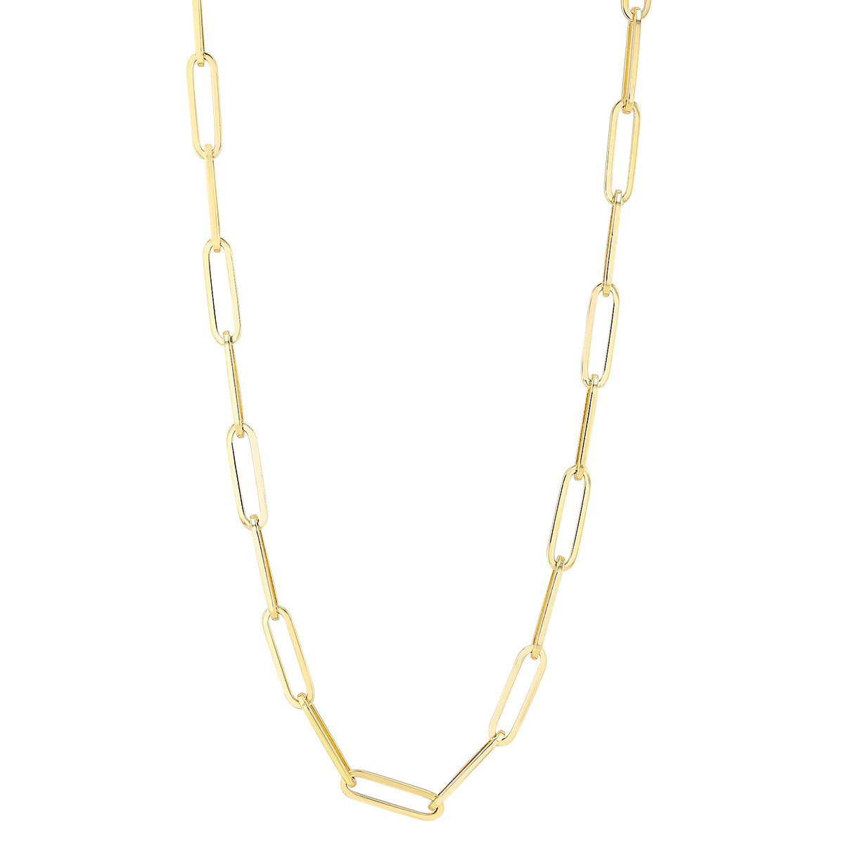 Yellow Gold Large Paperclip Link Chain, 18