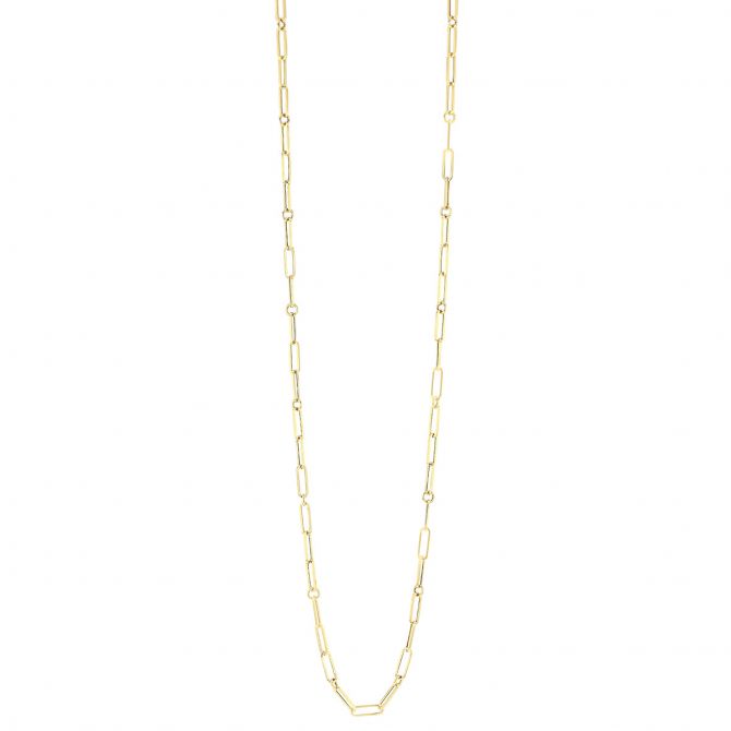 Roberto Coin Oro Classic Yellow Gold Fine Paperclip & Round Link Chain, 34"