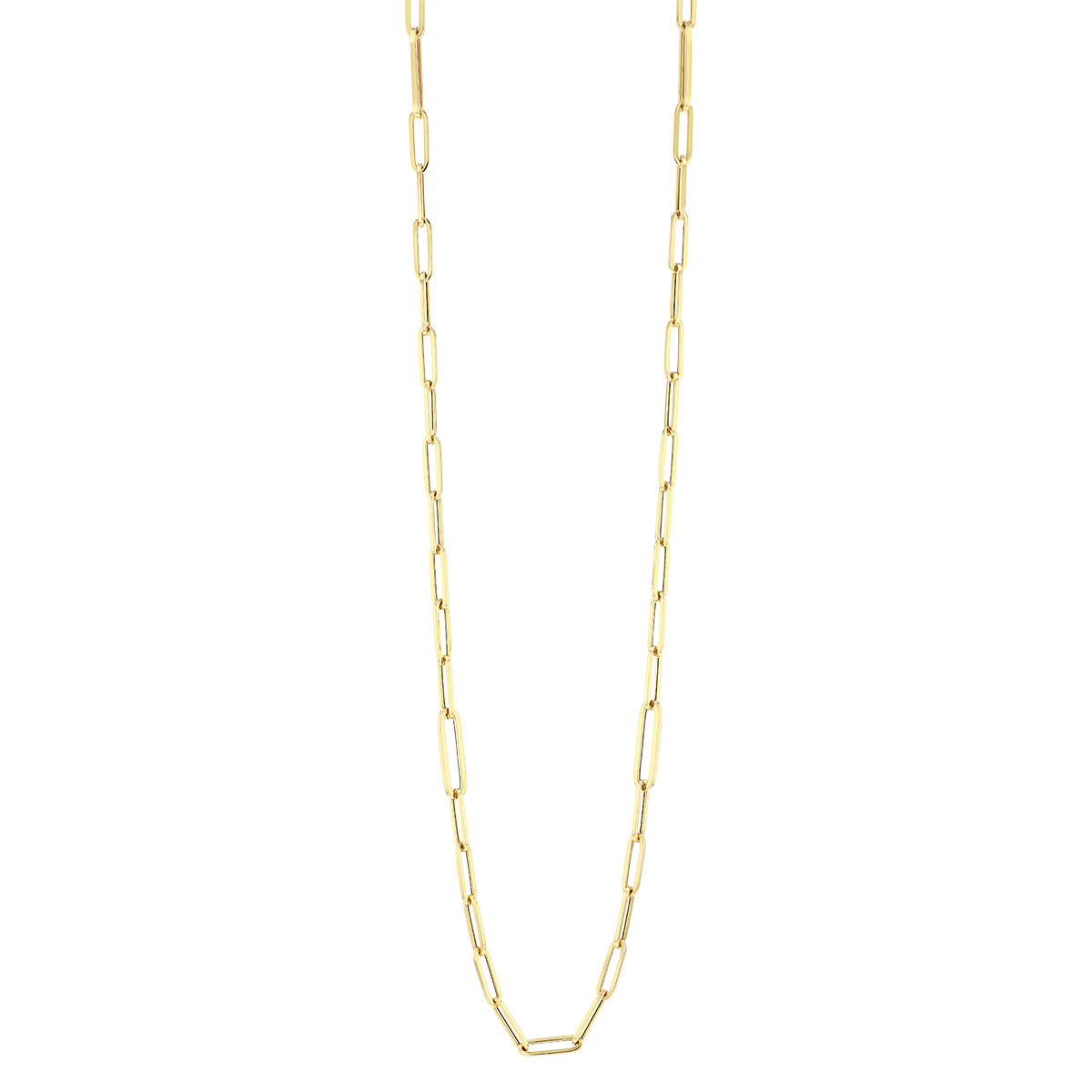 Roberto Coin Yellow Gold Alternating Paperclip Link Chain Necklace, 34