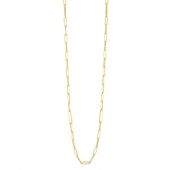Roberto Coin Yellow Gold Alternating Paperclip Link Chain Necklace, 34"