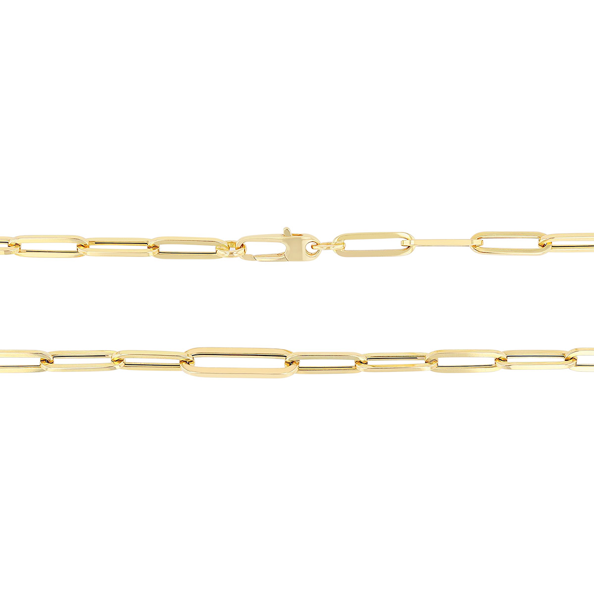Roberto Coin Yellow Gold Alternating Paperclip Link Chain Necklace, 34
