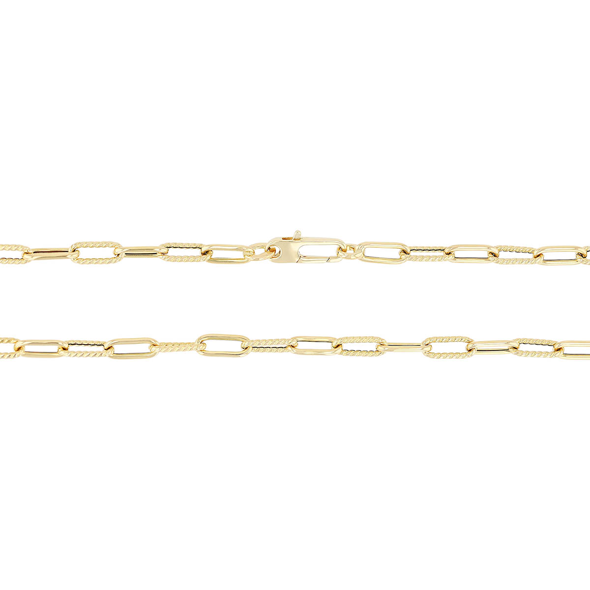 Roberto Coin Yellow Gold Alternating Polished & Fluted Fine Paperclip Chain Necklace, 22