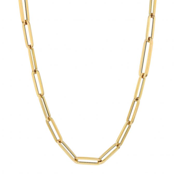 Roberto Coin Yellow Gold Alternating Paperclip Link Chain Necklace, 17"