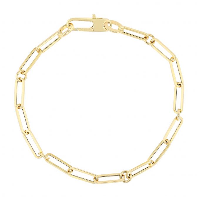 Roberto Coin Yellow Gold Paperclip Chain Bracelet, 7"