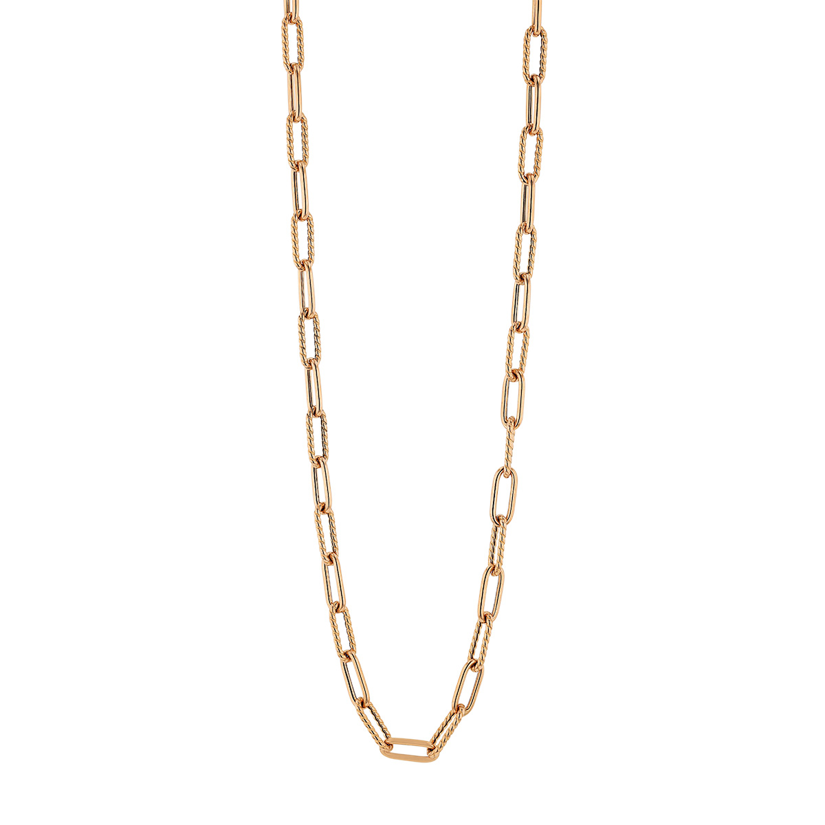 Roberto Coin Rose Gold Polished & Fluted Fine Paperclip Link Chain Necklace, 22