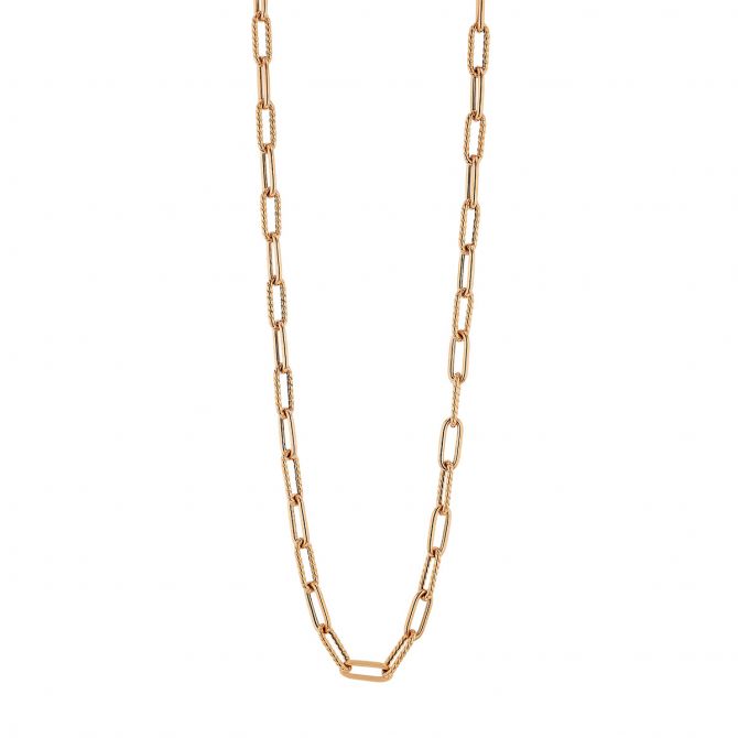 Roberto Coin Rose Gold Polished & Fluted Fine Paperclip Link Chain Necklace, 22"