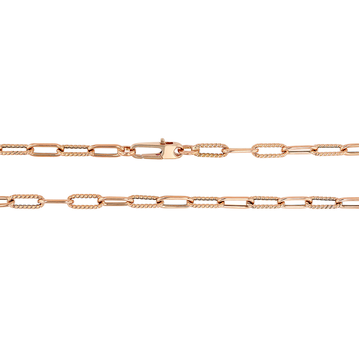Roberto Coin Rose Gold Polished & Fluted Fine Paperclip Link Chain Necklace, 22