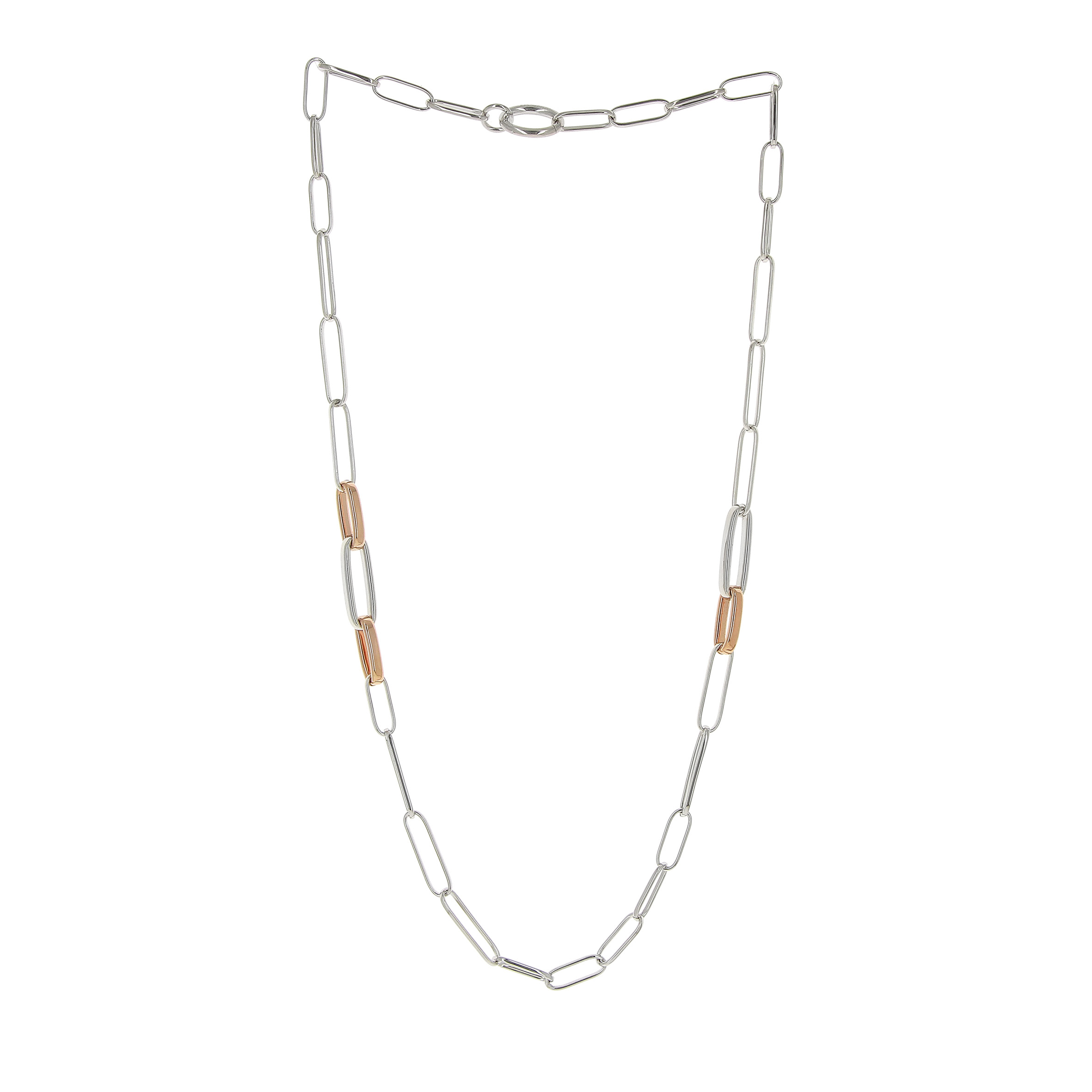 Pesavento Forever Chic Paperclip Chain Link Necklace in Sterling Silver & Rose Tone, 35